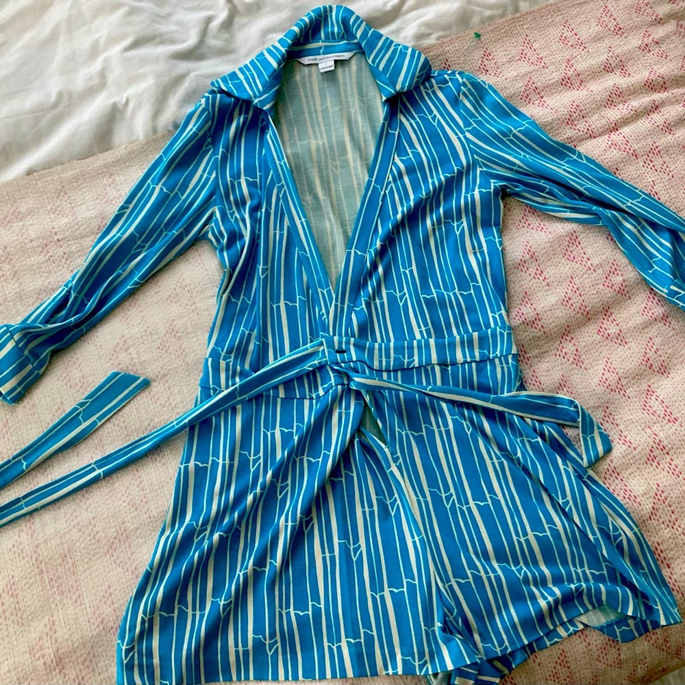 Diane Von Furstenberg Silk Mini Wrap Romper